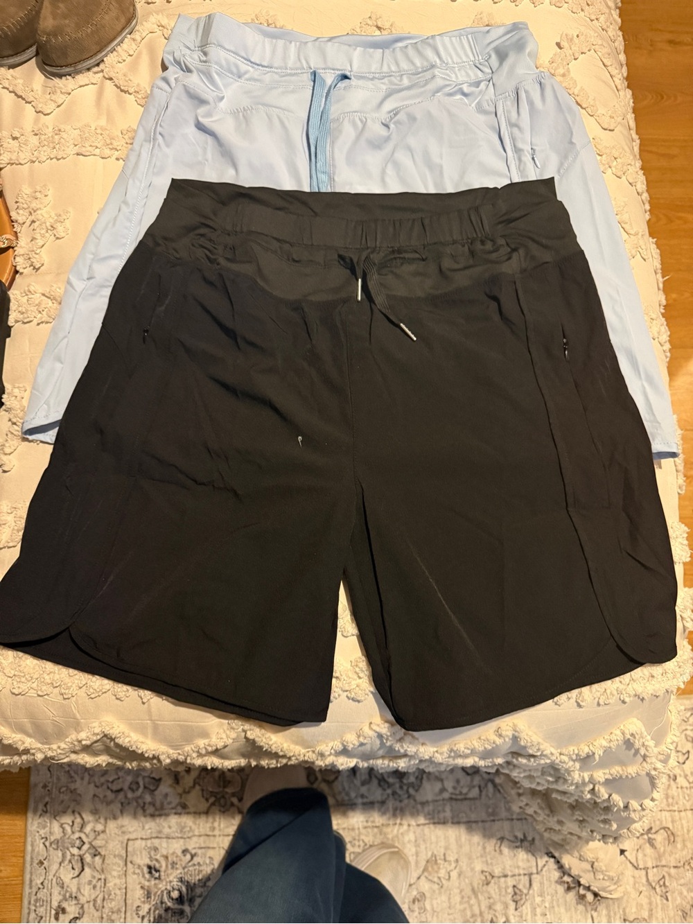 Women’s Black and Blue Athletic Drawstring Shorts - Lightweigtht. Bundle (both)
